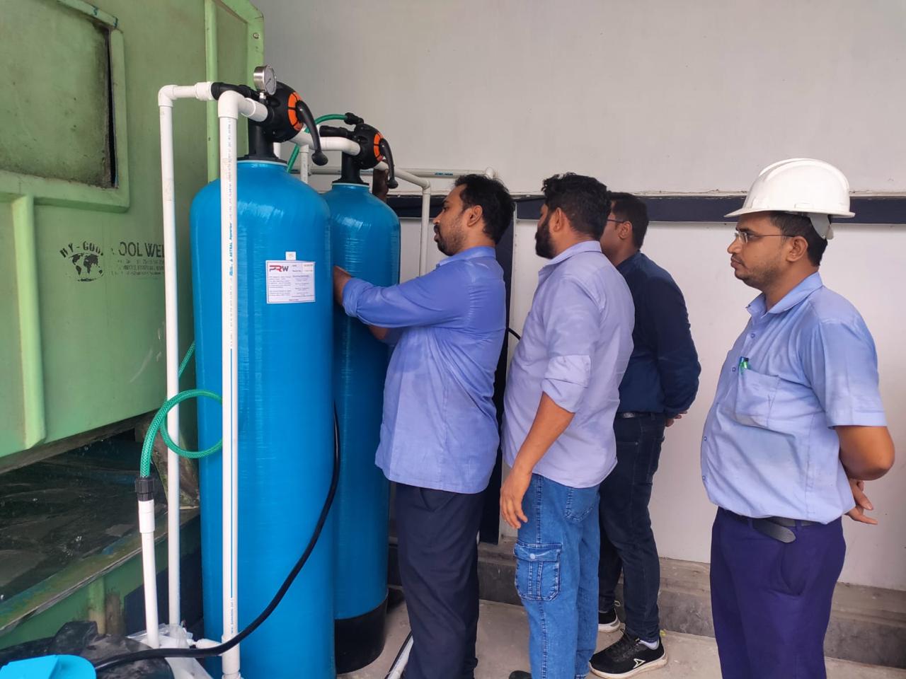 Triveni team members inspecting the Effluent Treatment Plant at the Naini facility